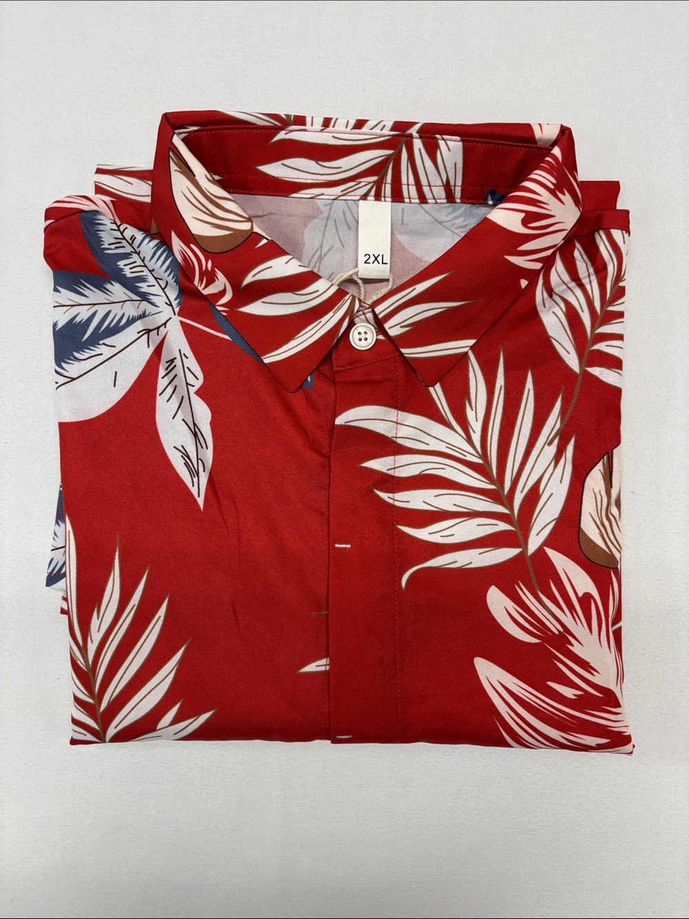 Casual 2XL Red Tropical Short-Sleeve Button-Down Shirt 131 vacation travel party
